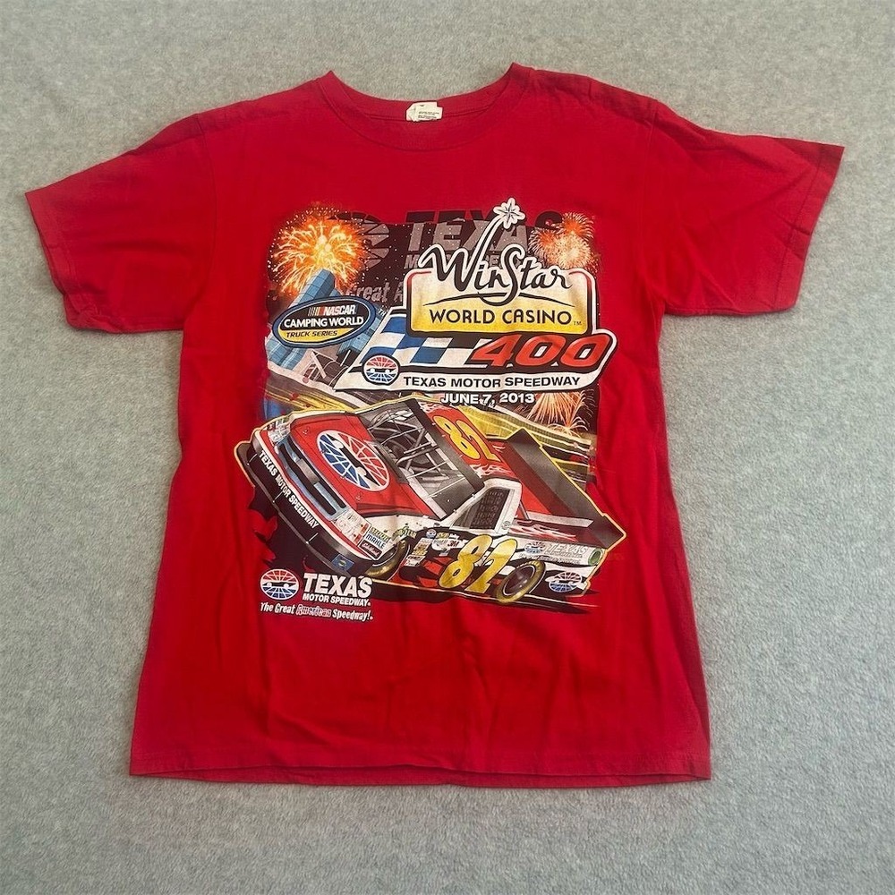 Nascar Shirt Boys Medium Red 2013 WinStar World Casino 400 Auto Racing